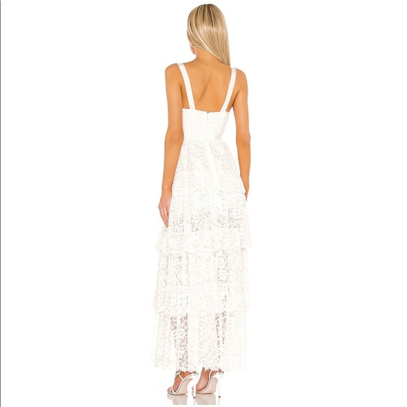 REVOLVE NBD Love My Way Tiered White Lace Gown XS - Picture 3 of 6
